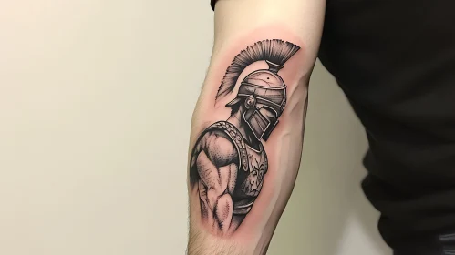 Monochrome Warrior Arm Tattoo