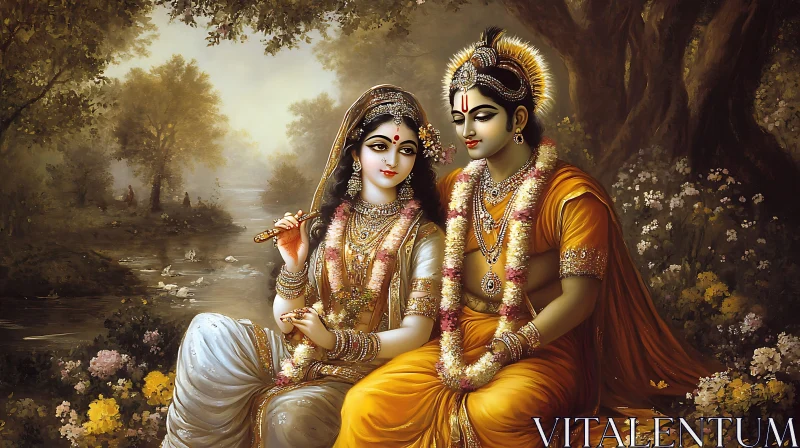 Radha Krishna in Forest AI Image