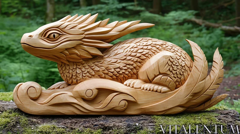 Hand Carved Dragon Art Piece AI Image