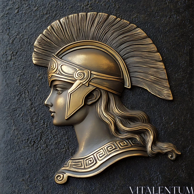 Ancient Greek Helmet Sculpture Profile AI Image