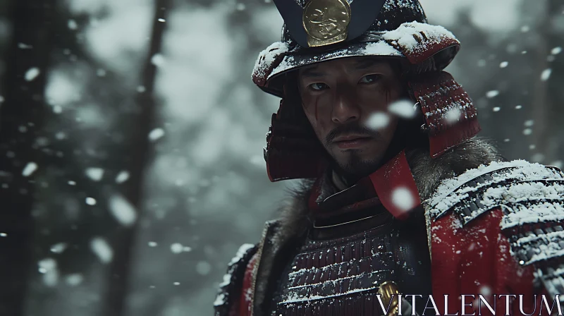 AI ART Winter Warrior: A Samurai Portrait