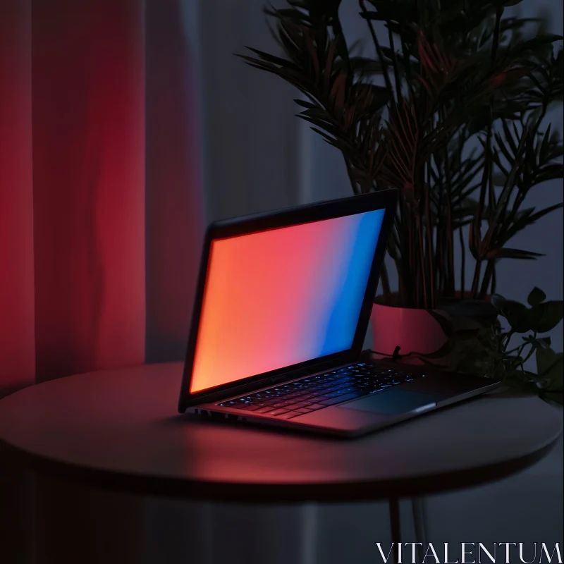 Gleaming Laptop with Gradient Display AI Image