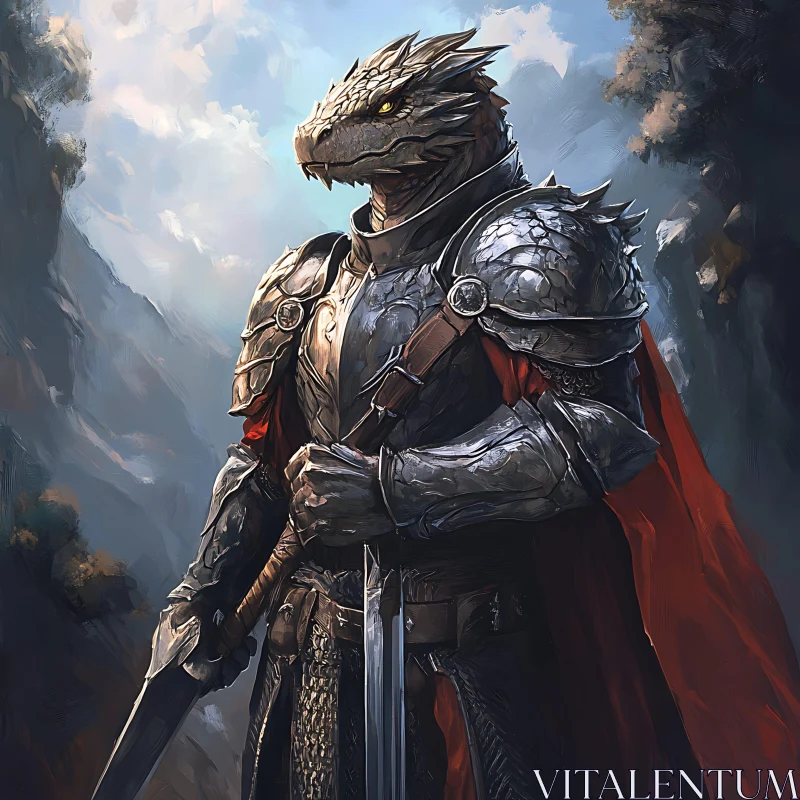 AI ART Armored Dragon Warrior with Sword