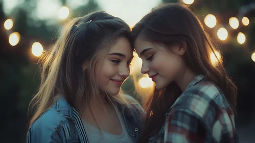 Close Up Portrait of Two Girls