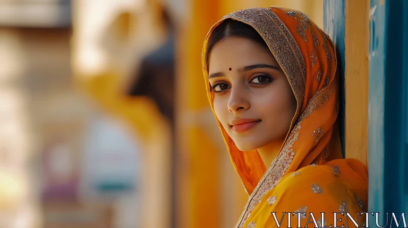 Woman in Traditional Dress AI Image