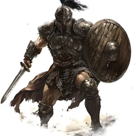Warrior in Full Armor with Sword