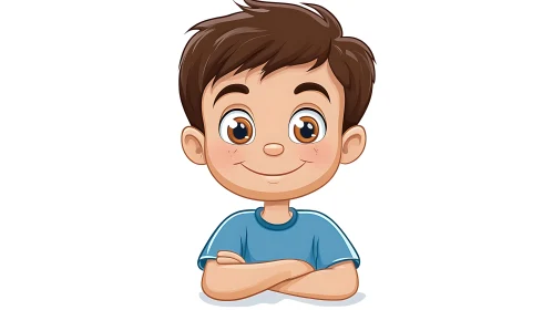 Cartoon Boy with Crossed Arms