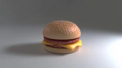 Cartoon Style Burger with Cheese Slice