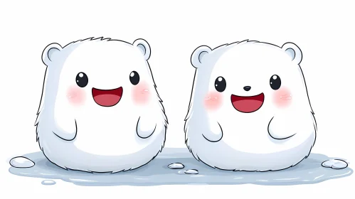 Charming Polar Bears Illustration