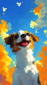 Playful Puppy in a Vivid Sky
