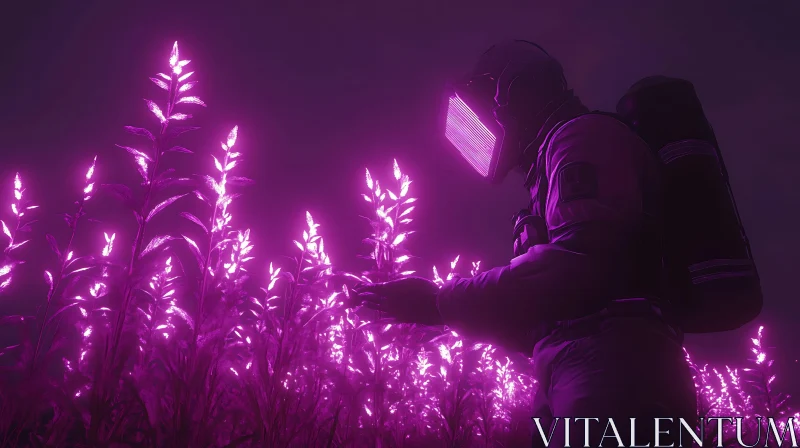 Glowing Field Masked Man AI Image