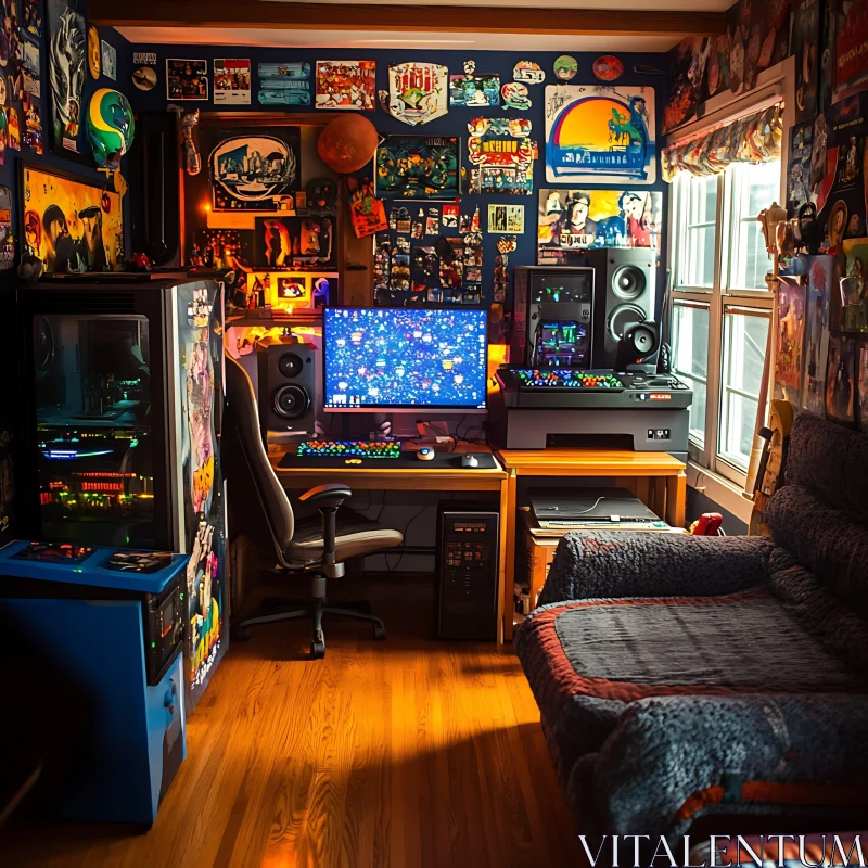 Personalized Gaming Room with Posters and Memorabilia AI Image