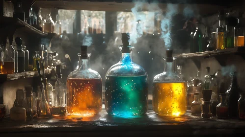 Colorful Alchemic Potions Still Life