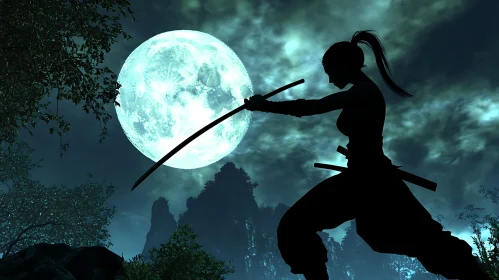 Moonlit Ninja Silhouette