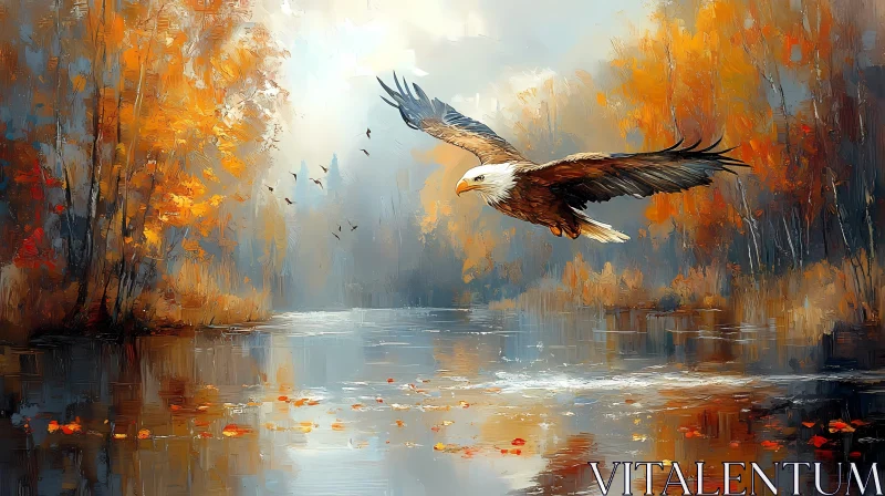 Eagle in Autumnal Serenity AI Image