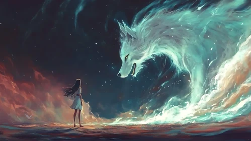 Girl and the Ghostly Wolf
