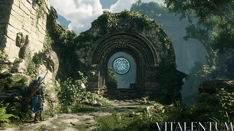 AI ART Enigmatic Archway in Verdant Forest