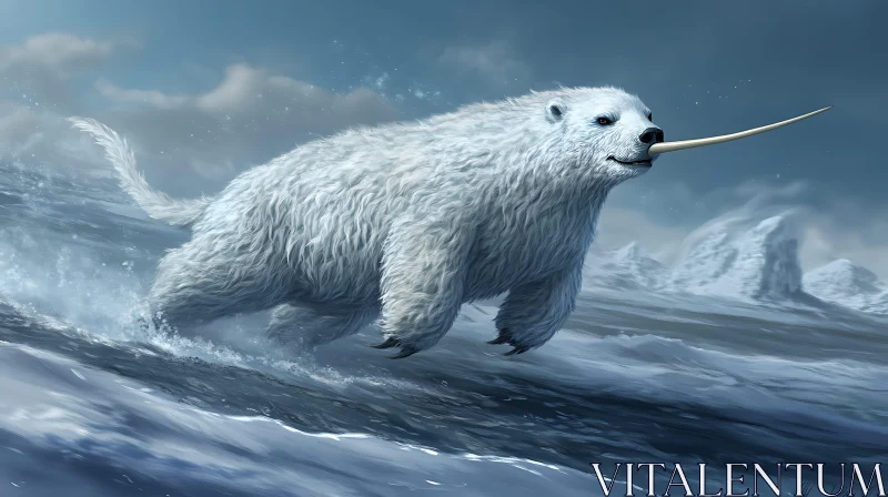 AI ART Arctic Creature with a Horn