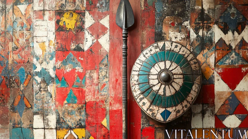 AI ART Ancient Weaponry with Tribal Backdrop