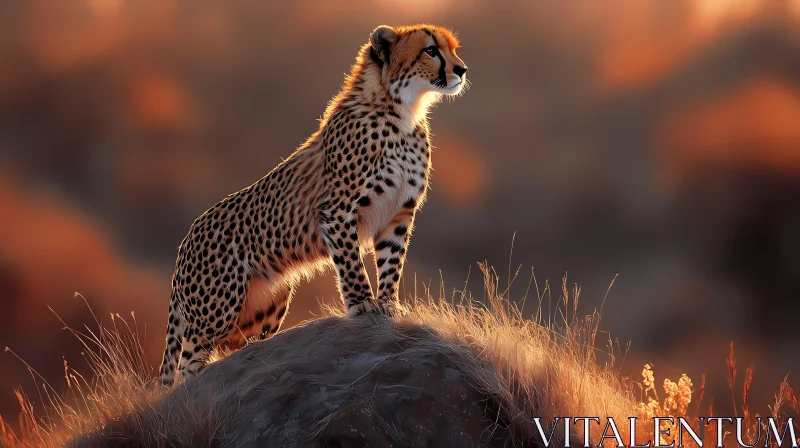 Cheetah in Sunset Glow AI Image