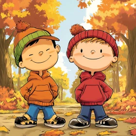 Autumn Friends Cartoon Art