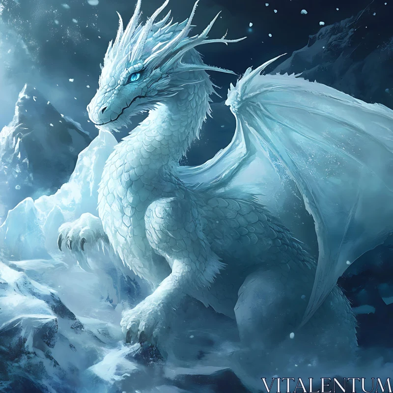 AI ART Winter Dragon on Mountain Top