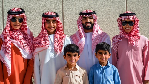 Saudi Family in Traditional Clothing