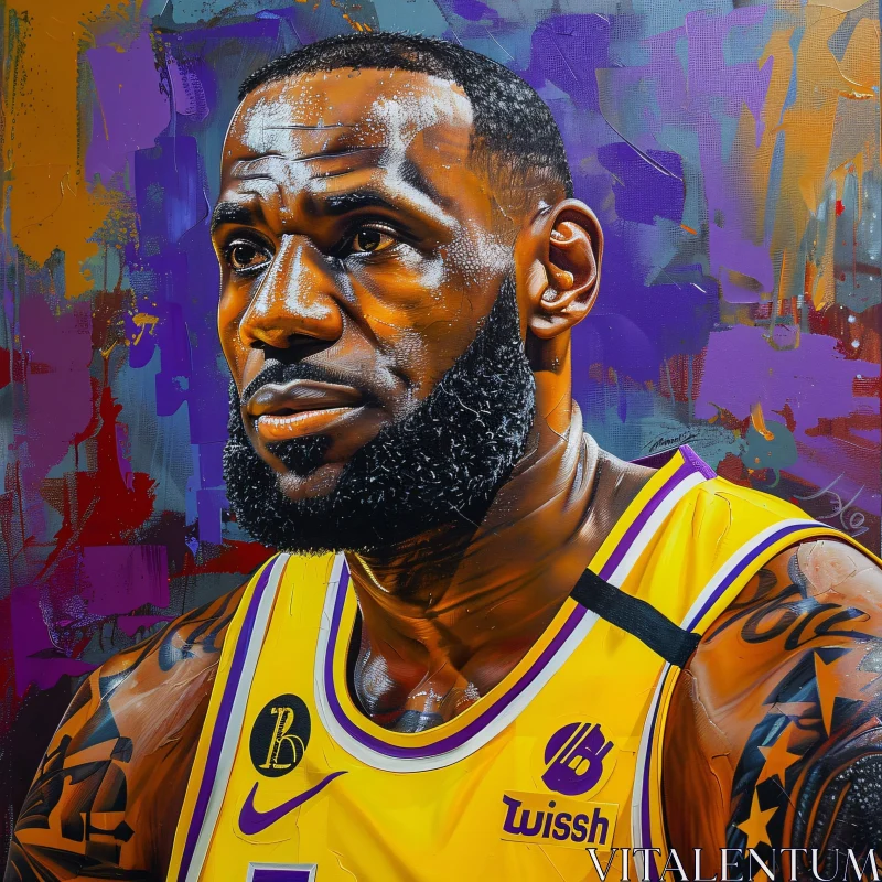 Vibrant LeBron James Portrait AI Image