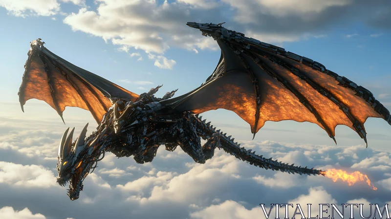 AI ART Cyborg Dragon in the Sky