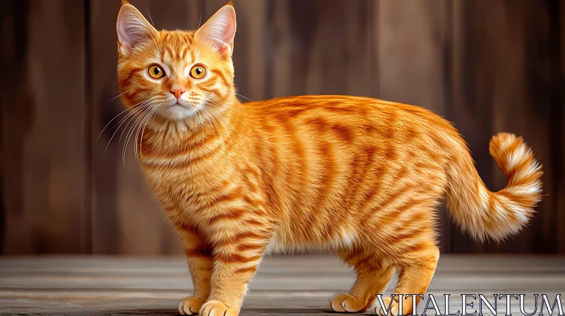 Charming Ginger Feline with Striking Stripes AI Image