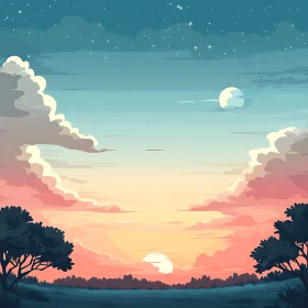 Scenic Sunset Over the Horizon