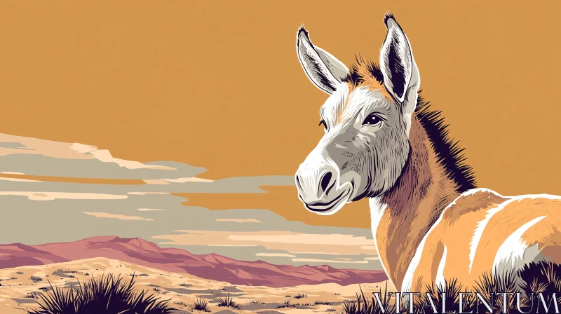 Desert Donkey Illustration AI Image