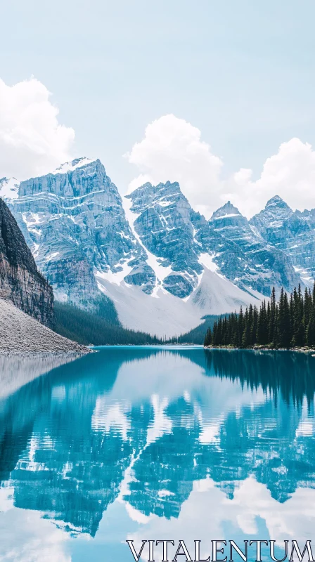 Tranquil Lake with Reflections of Majestic Mountains AI Image