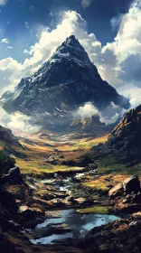 Majestic Mountain Landscape with Stream