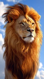 Regal Lion with Flowing Mane