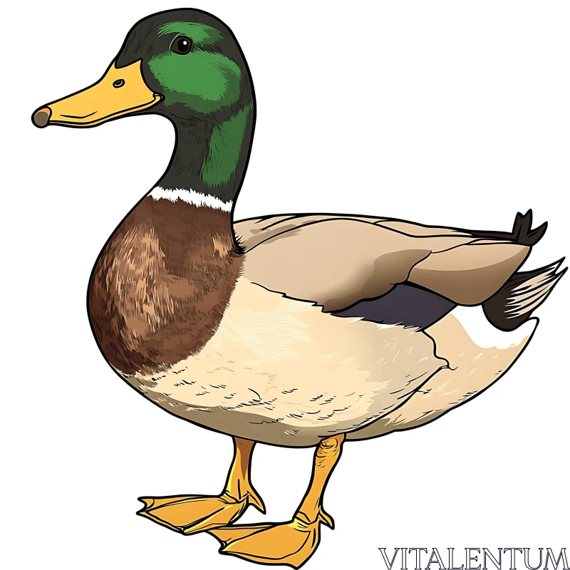 Cartoon Mallard Duck Detailed Image AI Image