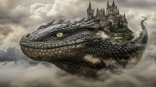 Fantasy Dragon with Castle