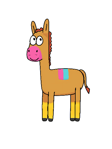 Charming Cartoon Horse with Colorful Features and Striped Saddle POD Design