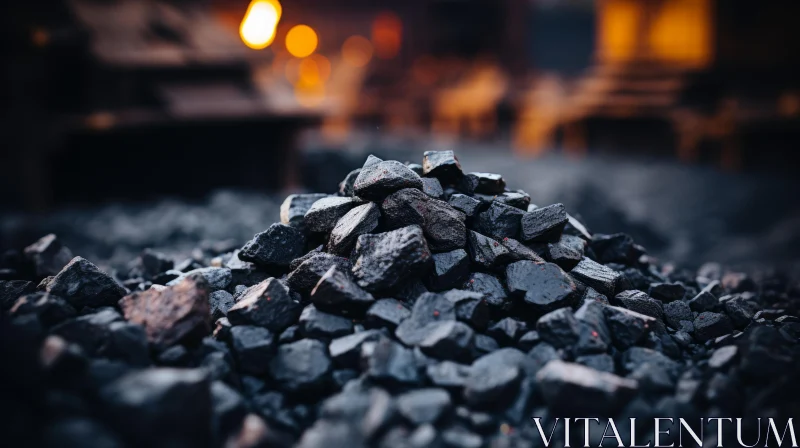 Coal Pile in Industrial Light: A Study of Contrast and Authenticity AI Image