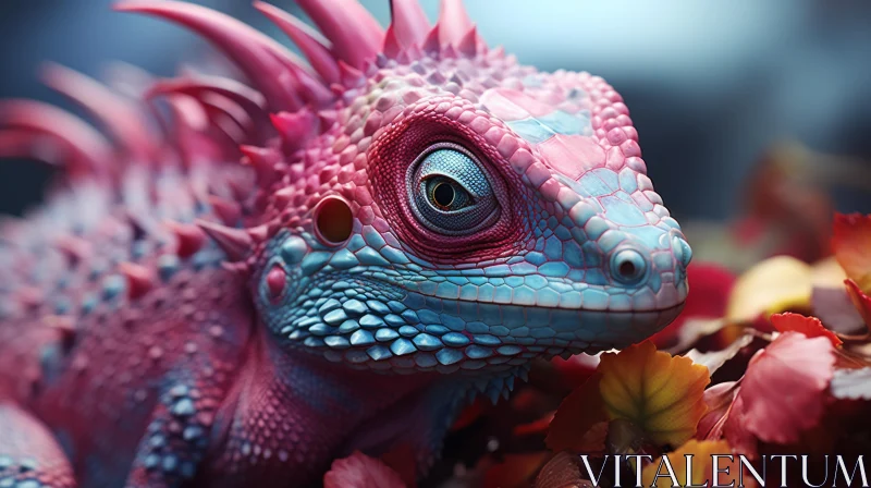 Colorful Lizard Resting on Autumn Leaves - A Zbrush, Cryengine and UE5 Exploration AI Image