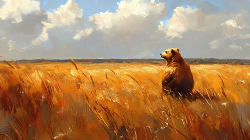 Solitary Bear Under the Open Sky