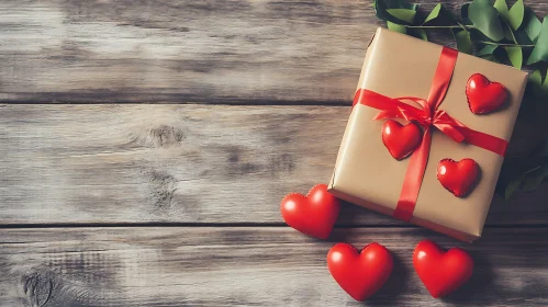 Love Gift with Red Hearts