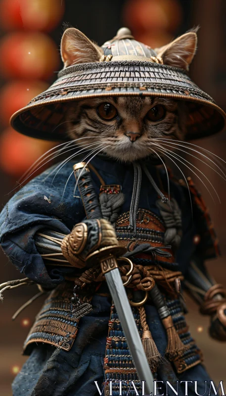 AI ART Feline Samurai Warrior