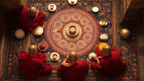 Spiritual Monks Meditating