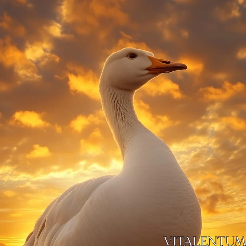 Swan Portrait at Sunset AI Image