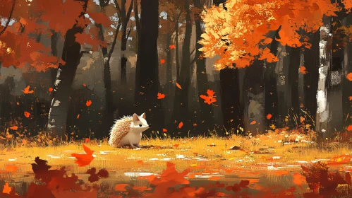Hedgehog in Autumn Leaves