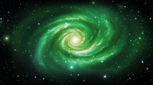 Green Spiral Galaxy - A Captivating Sci-Fi Artwork