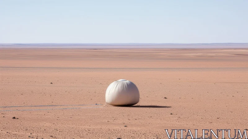 White Plastic Ball in Desert - Abstract Art AI Image