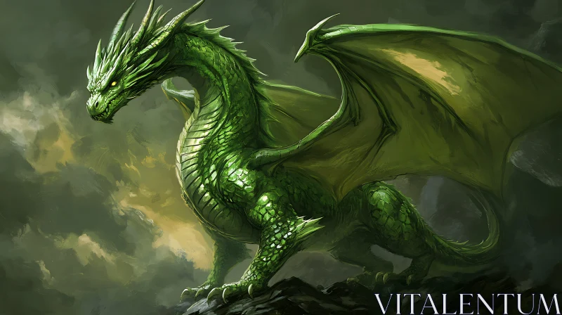 AI ART Verdant Winged Serpent: Fantasy Art