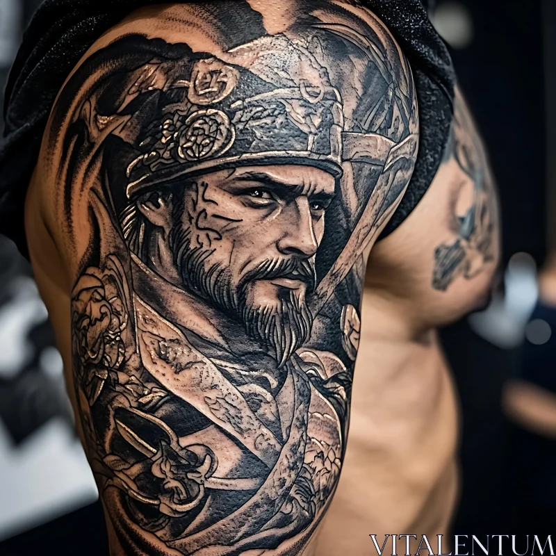 AI ART Intricate Warrior Tattoo on Arm